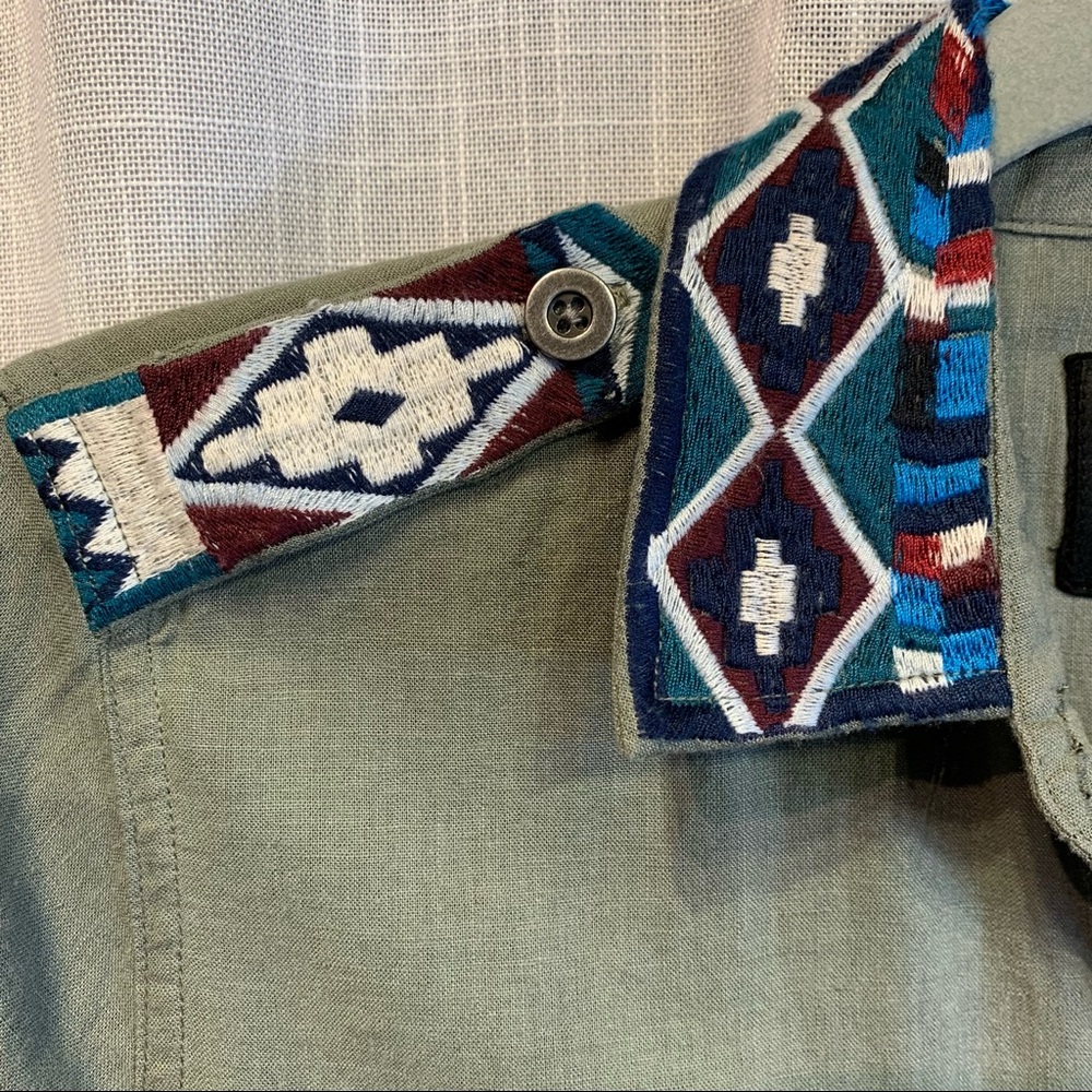 Rails Shirt women's XS Kona Sage Inca Embroidery Linen Southwestern Boho button - Picture 7 of 11